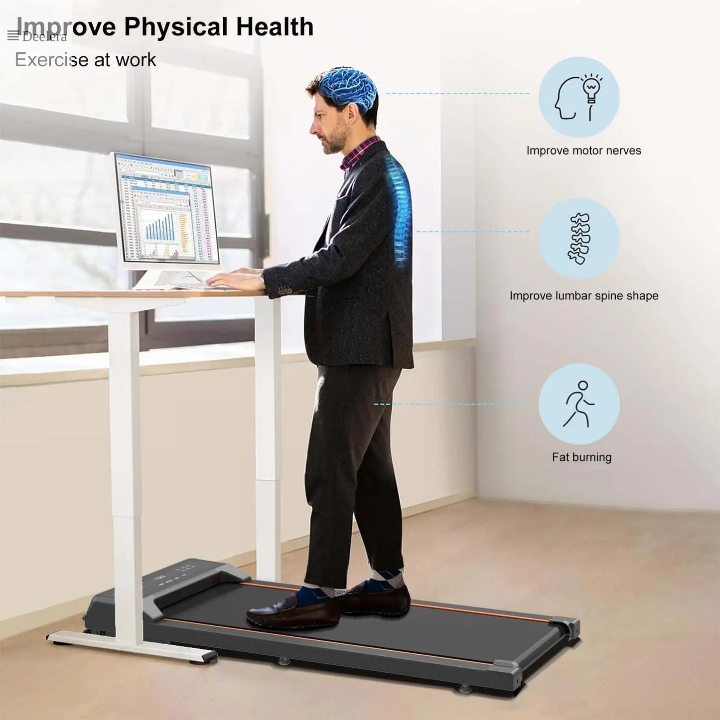 Mini Treadmill for Home & Office – Compact, Quiet & LED Display Deelera