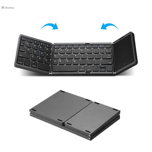 Portable Bluetooth Keyboard with Touchpad - Foldable, Wireless & Multi-Device Compatible Deelera