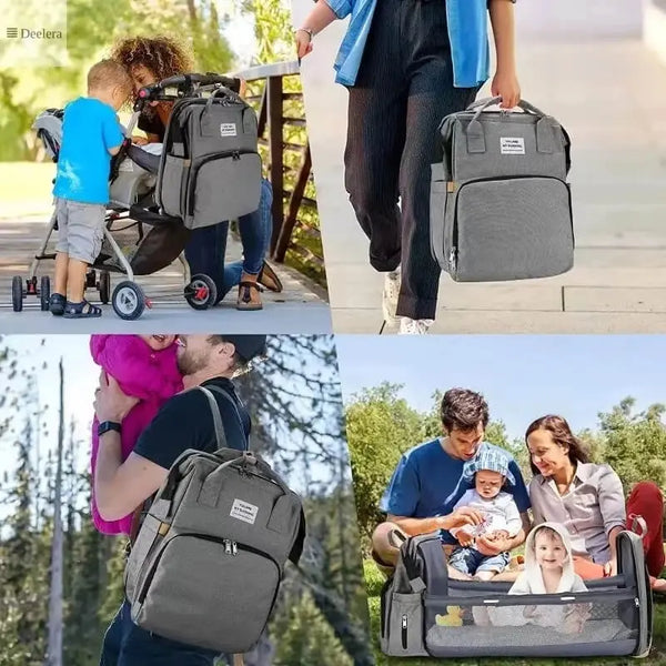 Ultimate 3-in-1 Diaper Bag – Foldable Changing Station with Insulated Pockets & Large Capacity Deelera