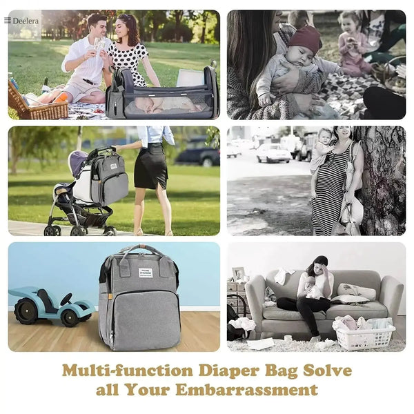 Ultimate 3-in-1 Diaper Bag – Foldable Changing Station with Insulated Pockets & Large Capacity Deelera